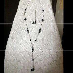 3/$10 Delicate Matching Black Earrings & Necklace